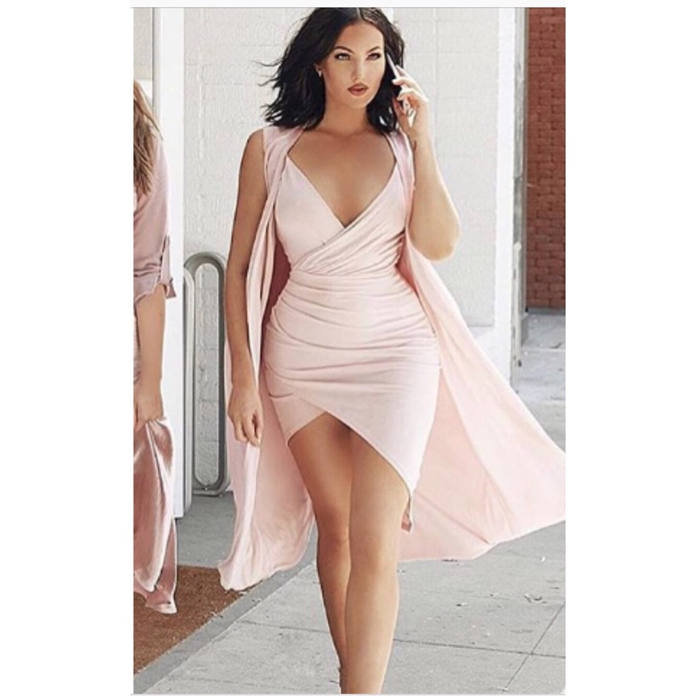 Blush pink wrap dress